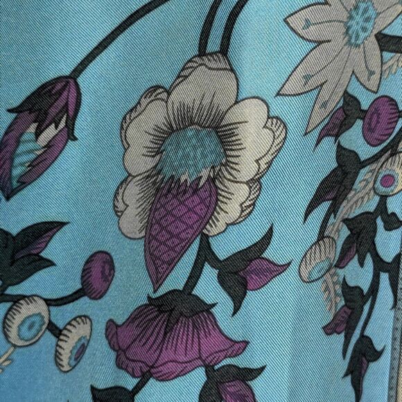 Plenty By Tracy Reese Size 6 100% Silk Blue Pink Floral Glamorous Blouse Career - Picture 13 of 15